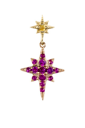Sunset Star Single Drop Earring, 14k Yellow Gold & Sapphires